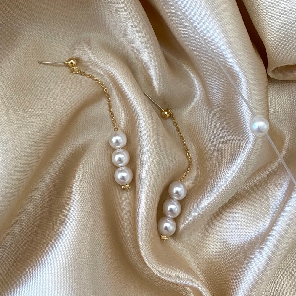 💙💕Last One Pearl Metal Threader Drop Earrings - Picture 7 of 10